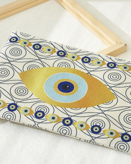 Golden Evil Third Eye linen pouch cosmetic bag.