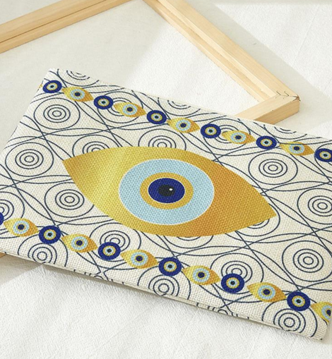 Golden Evil Third Eye linen pouch cosmetic bag.