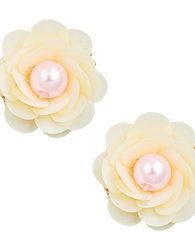 Ivory Flower Pearl Studs