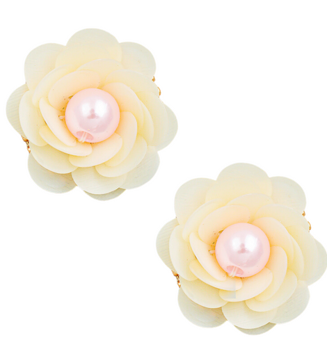 Ivory Flower Pearl Studs