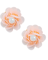 Blush Pink Flower Flower Pearl Studs