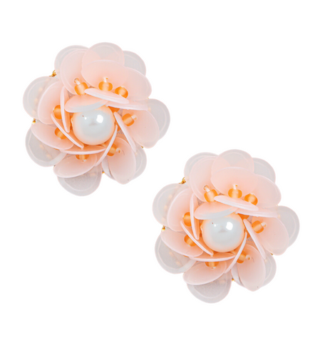 Blush Pink Flower Flower Pearl Studs