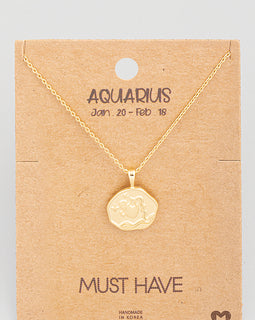 Constellation Coin Pendant Necklace (Zodiac Gold Necklace)