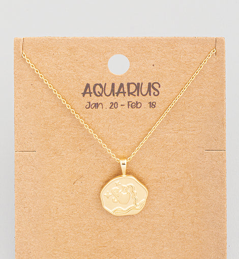 Constellation Coin Pendant Necklace (Zodiac Gold Necklace)