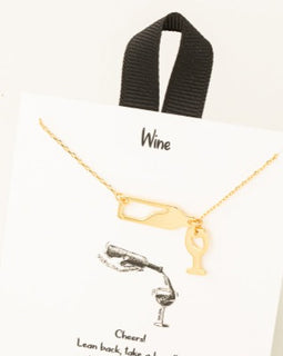 Cheers!  Gold Wine Bottle Charm Necklace