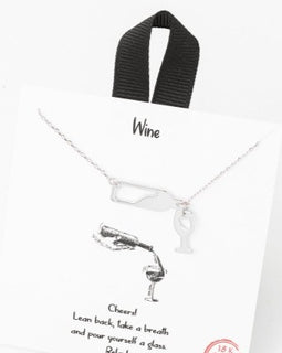 Cheers!  Silver Wine Bottle Charm Necklace