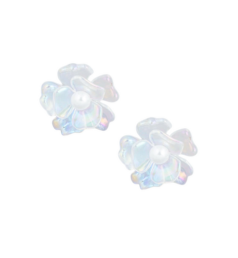 Flower Iridescent Pearl Stud Earrings