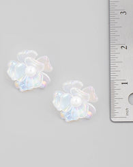 Flower Iridescent Pearl Stud Earrings