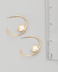 Half Hoop Pearl Earrings