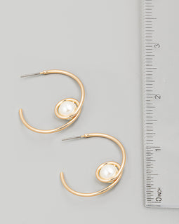 Half Hoop Pearl Earrings