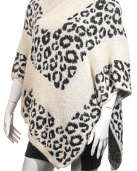 White Leopard Pattern Fashion Poncho