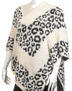 White Leopard Pattern Fashion Poncho