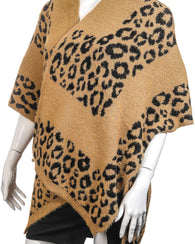 Tan Leopard Pattern Fashion Poncho