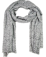 White Leopard Print Lightweight Scarf