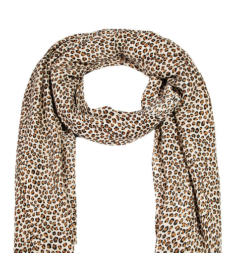 Tan Leopard Print Lightweight Scarf