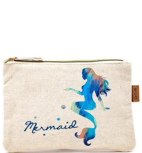 ECO MERMAID PRINT CANVAS CLUTCH BAG