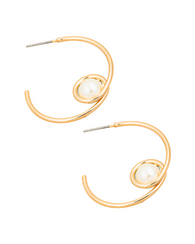 Half Hoop Pearl Earrings