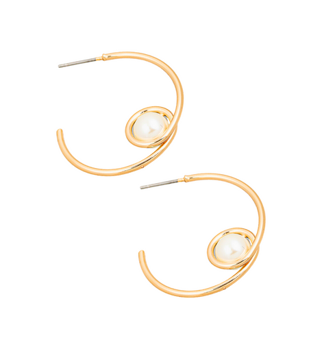 Half Hoop Pearl Earrings