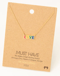 Rainbow Love Print Pendant Necklace