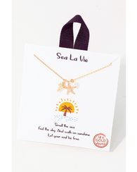 SEA LA VIE - Starfish Seashell  Pearl Charm Necklace