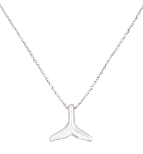 Chain Link Dolphin Tail Pendant Necklace