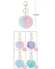 Rainbow Pom Pom Key Chain Tote Hook