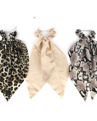 Animal Print Satin Tassel Scrunchie