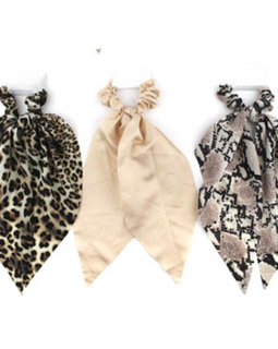 Animal Print Satin Tassel Scrunchie