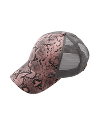 French Rose Snake Skin Pony Trucker Hat
