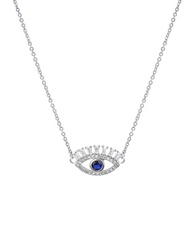 RHINESTONE CUBIC ZIRCONIA EVIL EYE DAINTY NECKLACE