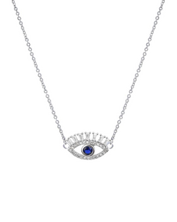 RHINESTONE CUBIC ZIRCONIA EVIL EYE DAINTY NECKLACE