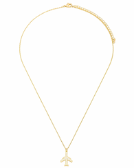 Gold tone Dainty Pave Plane Pendant Necklace