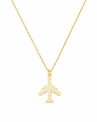 Gold tone Dainty Pave Plane Pendant Necklace